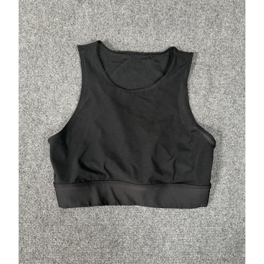 Alo Yoga Mesh High Neck Sports Bra Womens Size Small Black Racerback Crop Top